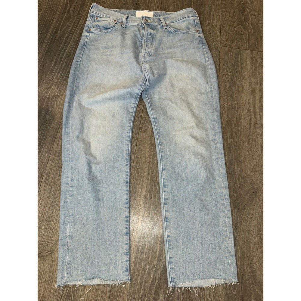 Mother Superior The Drapper Cuff Ankle Fray Jeans Lone Arts Club Light Wash 28